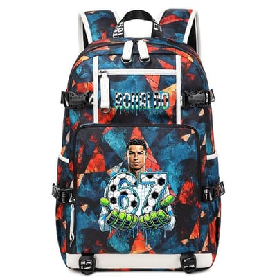CR7 Ronaldo 67 Print Grote Rugzak voor Studenten Tieners Kinderen School Reizen Dagrugzak