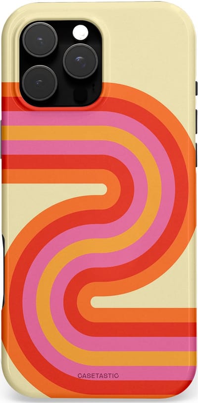 Casetastic hoesje geschikt voor Apple iPhone 16 Pro Max - MagSafe - Dubbellaagse bescherming - Retro wave - Fashion Case - Zand Rood Oranje Roze