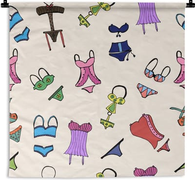 Wandkleed - Wanddoek - Lingerie - Ondergoed - Patroon - 90x90 cm - Wandtapijt