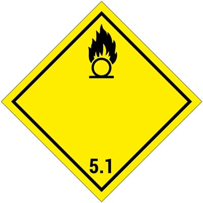 ADR klasse 5.1 oxiderende stoffen bord | gecoat dibond materiaal | 10 x 10 cm