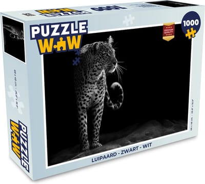 Puzzel Luipaard - Zwart - Wit - Legpuzzel - Puzzel 1000 stukjes volwassenen