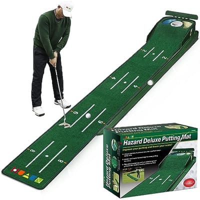Golf Putting Green Mat voor Thuis - Inclusief Bal Terugvoer en 3 Gaten - Ideaal voor Training en Oefening