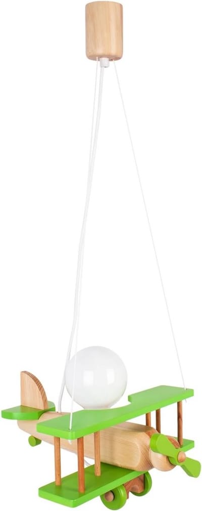 Vliegtuig Plafondlamp Kind/Babykamer Hout - Groen en Naturel