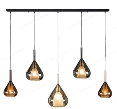 Hanglamp Wings Zwart Mix Glass 5 Lichts