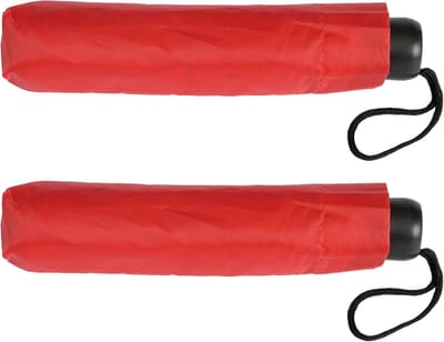 Paraplu - 2x - opvouwbaar - rood - D96 cm - compact formaat