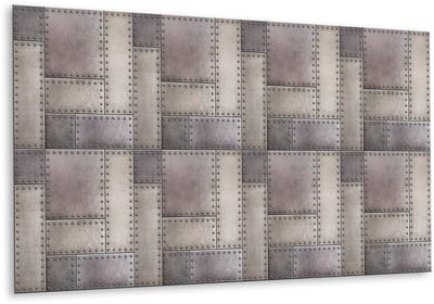 Tulup PVC Wandpaneel - Plaatwerk Textuur Vinyl Wandpaneel - 100 cm x 50 cm - Grijs Wandpaneel Zelfklevend - 1 stuk - Vinyl Wandbekleding - Industrieel Wandbekleding - Wandpaneel PVC - Plaktegels Keuken en Badkamer