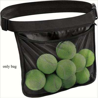 Pochette de Rangement pour Sac de Tennis, Sac Ceinture de Sport Portable, Sac Collecteur de Balles de Tennis, Pochette de Rangement Sportive noir