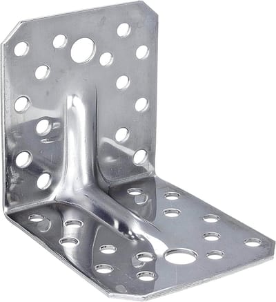 Hoekverbinding Zwaar - Bevestigingshoek - Houtverbindingen Maken - Roestvrij Staal - 105x105x90 mm - Zilverkleurig