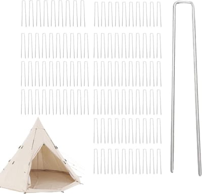 Tent Haringen - Grondpennen Stevig - Buiten Bevestigen - U Vorm Ontwerp - 50 Stuks - Zilverkleurig