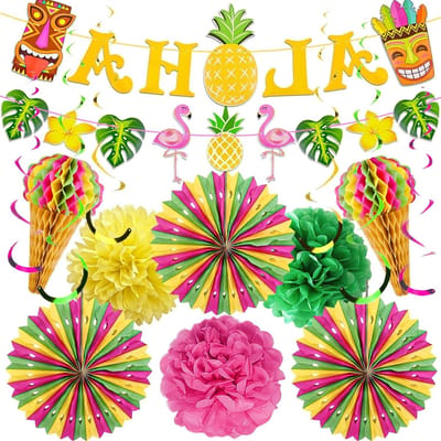 JGS Premium - Hawaiiaanse Aloha-themadecoratie voor Tuinfeest Strand Zwembad - Zomer Flamingo decoratie