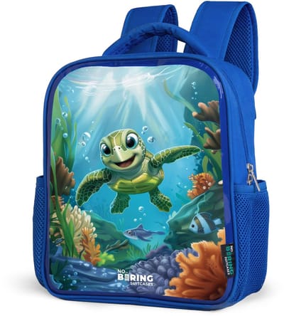 NoBoringSuitcases.com® - Rugzak blauw - Schooltas jongens - Groene schildpad aan het zwemmen - Kinder rugtas jongen - Boekentas kind - Kinderrugzak voor school - Schoolrugzak
