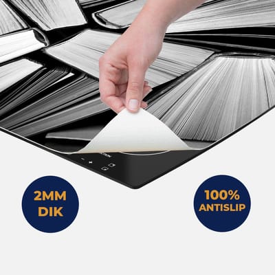 Chefcare Inductie Beschermer Boeken Bladzijdes bij elkaar - Zwart Wit - 60x50 cm - Afdekplaat Inductie - Kookplaat Beschermer - Inductie Mat