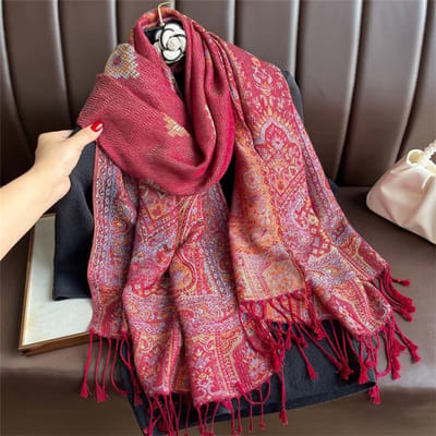 Luxe Dikke Kasjmier Sjaal Dames Print Wraps Pashmina Reis Poncho Warme Deken Winter Bufanda Sjaal Vrouwelijke Stola's 70x180cm brown