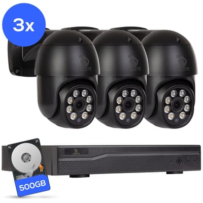 Teceye Compleet Camera Beveiliging Set met 3x PTZ POE Camera - Beveiligingscamera - Beveiligingscamera binnen - Beveiligingscamera buiten - CCTV Camera systeem - Beveiligingscamera set - Bewakingscamera set