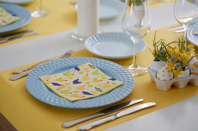Duni tafelloper - papier - geel - 480 x 40 cm - Tafellopers/placemats