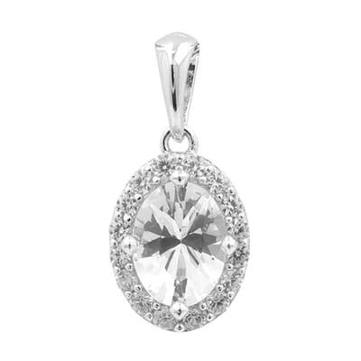 Cavill - Zilveren Hanger met 0,96 ct Ovale Danburiet en 925 Sterling Zilver - Cambodjaanse Zirkonia's - Elegante Sieraden voor Dames