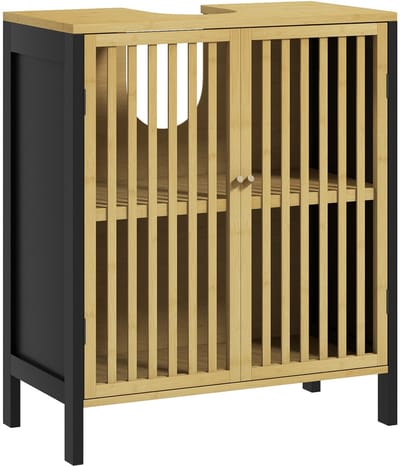 HOMCOM-Badkamermeubel-Hout-60x30x70cm-Natuurlijk hout