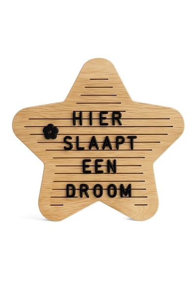 Gepersonaliseerd houten ster tekstbord – Ster - Hier slaapt een droom – Babykamer decoratie – Kraamcadeau – Inclusief letters
