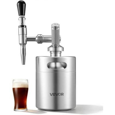 VEVOR Nitro Cold Brew Koffiekan 2L, Roestvrijstalen Koffiemaker met Kraan, Koffiekan voor Thuisgebruik, Draagbare Koffiekan met Dispenser en Overdrukventiel, Geschikt voor Koffieliefhebbers