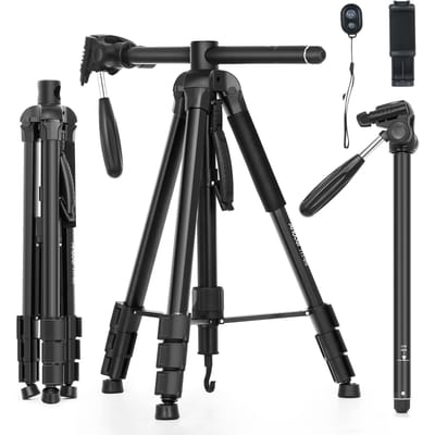 Andoer TTT-010 180CM/70.87Inch Draagbaar Fotografie Statief Monopod Camera Horizontale Statief Stand zwart