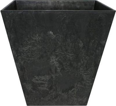 Ter Steege Bloempot/plantenpot - vierkant - gerecycled kunststof - zwart - D25 en H25 cm