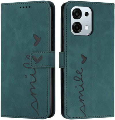 Coverup Hoesje - Geschikt voor OPPO A6 Pro 5G Hoesje - Coverup Smile Book Case - Groen