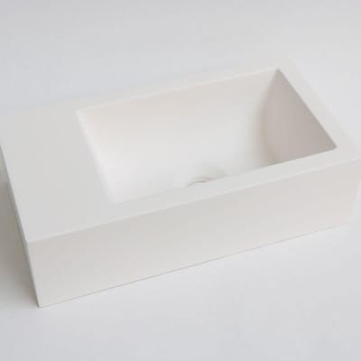 Fontein INK Contra Rechthoek Links 40x22x10cm Polystone Cilinder Mat Wit Zonder Kraangat