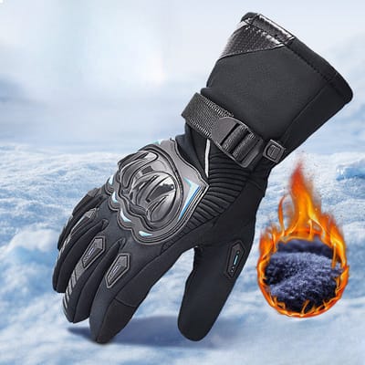 KZQ Motorhandschoenen Heren Waterdicht Winddicht Thermisch Geïsoleerd Touchscreen Antislip Motorrijden Winter Zwart en blauw