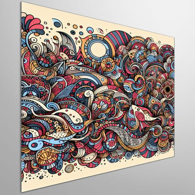 Doodle haven schilderij | Haven Doodles: A Creative Fusion of Art, Style, and Imagination | Kunst - 100x100 centimeter op Dibond | Foto op Dibond
