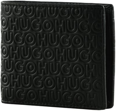 HUGO Leren portemonnee Ethon Hi M 4 Cc Coin Wallet Black 2 zwart