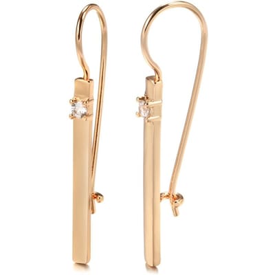 Boucles d'oreilles pendantes originales en or rose pour femmes et jeunes filles, longues et brillantes, ornées de zircon naturel, bijoux de mariage pour la mariée beige