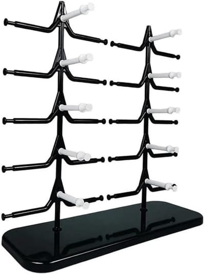 Glazen Displaystandaard - Brillenhouder - Brillen Organiseren - Twee Rijen - 37x13x36 cm - Zwart Wit