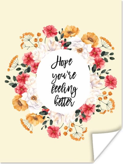 Poster Sterkte - Quote - Bloemen - Hope - 120x160 cm XXL