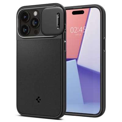 Spigen Optik Armor MagFit | Hoesje Geschikt voor Apple iPhone 15 Pro Max | Compatibel met MagSafe | Back Cover met Camera Slider | Zwart
