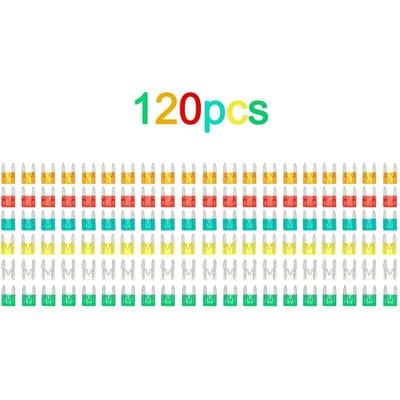 120 pièces Mini lame fusibles Auto voiture camion assortiment fusible Kit 5A 10A 15A 20A 25A 30A white