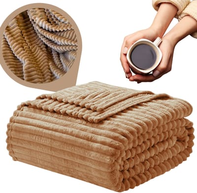 More&Deco - Bruine Wafel Koc - 200x220 cm - Zacht en Warm