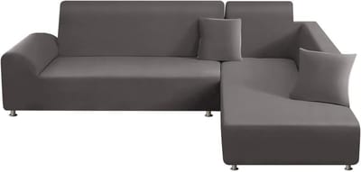 Universele Hoofdkussenhoes voor L-vormige Sofas van Polyester met Elastische Penninsula, Geschikt voor 1- en 2-zits, Grijs, Bescherming en Stijl voor Uw Meubels