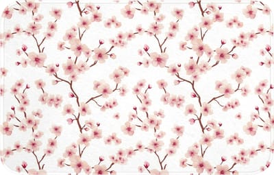 Badmat 80x50 cm - Antislip - Kersenbloesem - Takken - Roze - Badmatten voor badkamer - Badkamermat - Douchemat - Badkamer mat
