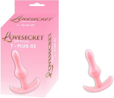 Lovesecret Sensual LS10 T-Plug 02 Roze – Anal Plug – 8,5 cm – Zachte & Veilige TPE – Voor Beginners – T-vormige Basis