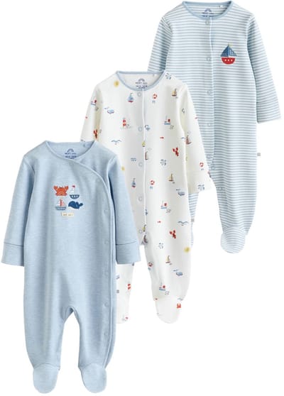 Next - Jongens - Set van 3 babypyjama's - Blauw