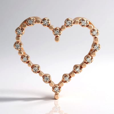 Cavill - Hartvormige Hanger - 925 Sterling Zilver - Roségoud Verguld - 16x I1 Argyle Rose de France Diamanten - 0,09 ct - Luxe Elegant Dames Sieraad