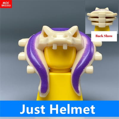 8 stuks MOC Blokken Ninja Slang Helm Hoofddeksel Actiefiguur Dragen Gemonteerd Bouwstenen Speelgoed