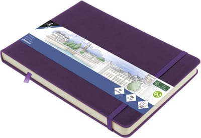 Kangaro schetsboek - formaat A5 landscape - purple heart - met elastiek en lint