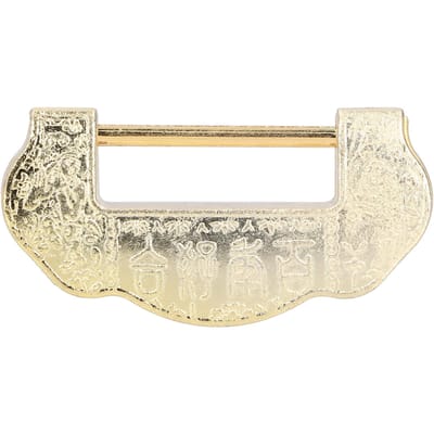Chinese Gesneden Sluitset Ming Qing Dynastie Antiek Messing Hangslot voor Kast Sieradendoosje Messing Kleur beige