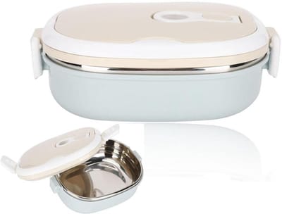 KZQ Lunchbox - Geïsoleerde lunchbox van roestvrij staal, lekvrij en stapelbaar - Compact en draagbaar, geschikt voor volwassenen, werk en reizen - 18 x 14,5 x 8 cm