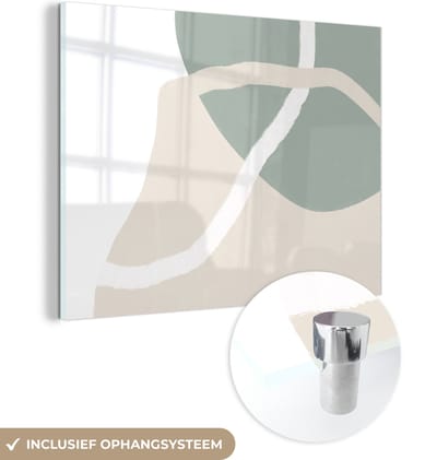 MuchoWow® Glasschilderij 120x90 cm - Schilderij acrylglas - Minimalisme - Pastel - Design - Foto op glas - Schilderijen