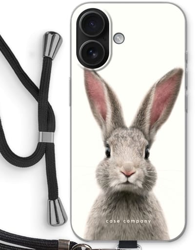 Case Company® - Hoesje met koord geschikt voor iPhone 16 hoesje met Koord - Daisy - Telefoonhoesje met Zwart Koord - Bescherming aan alle Kanten en Over de Schermrand