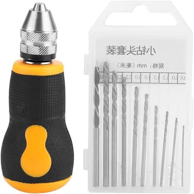Draagbare Mini Handboor Set met 10 Stuks Twist Boorbits van 0.8-3mm voor Precisiewerk en Hobbyprojecten