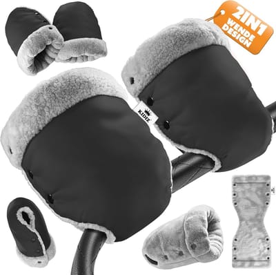Kinderwagen Handwarmers - Mof Wandelwagen - Handen Warm Houden - Water- en Winddicht - Universele Maat - Zwart