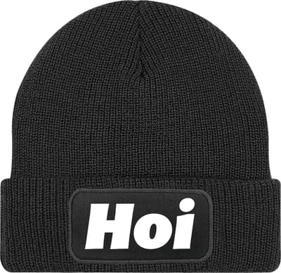 Muts met tekst - Zwart - 100% Soft-Touch acrylic - Hoi